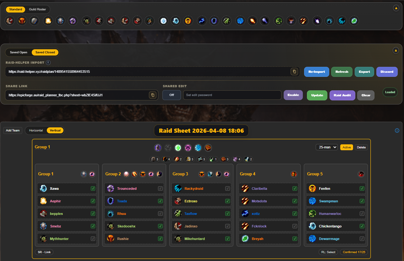 Import Raid-Helper plans and manage the full sheet